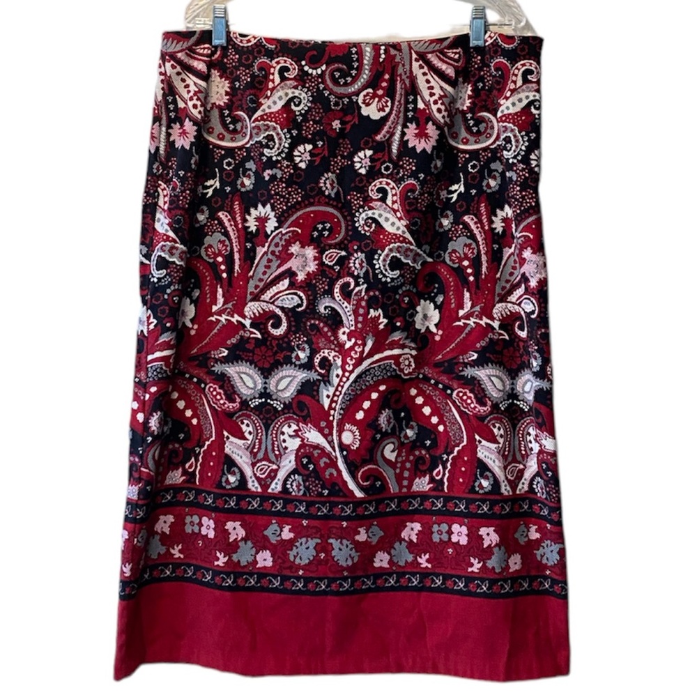 Vintage Pencil Skirt Y2K Retro Midi Colorful Flowers Christopher & Banks Size 16 - Picture 3 of 14